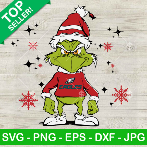 Grinch Philadelphia Eagles Logo SVG, Grinch NFL Christmas SVG, Santa Grinch SVG DXF SVG PNG EPS
