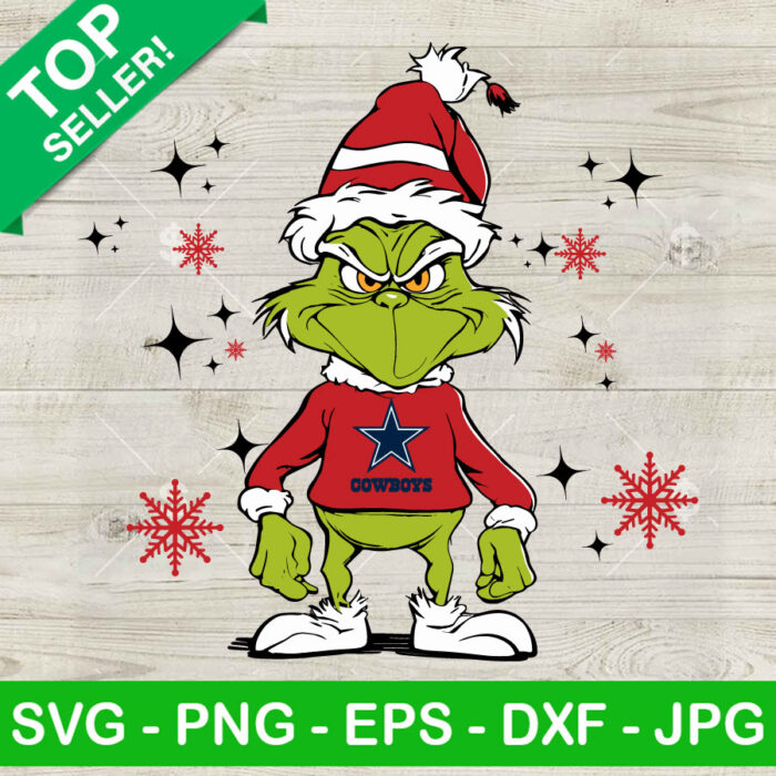 Santa Grinch Dallas Cowboys Logo SVG, Grinch NFL Merry Christmas SVG, Santa Football Grinch SVG DXF SVG PNG EPS