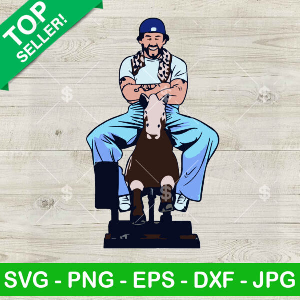Bad Bunny New Album Cover SVG, Most Wanted Tour 2024 Cover SVG, Bad Bunny Rides A Rocking Horse DXF SVG PNG EPS