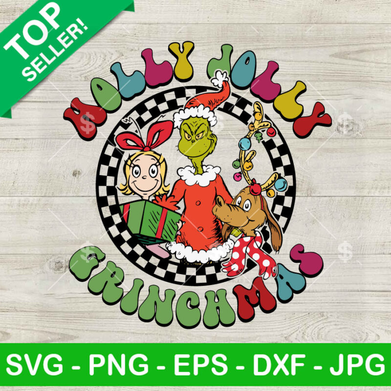 Vintage Holly Jolly Grinchmas SVG
