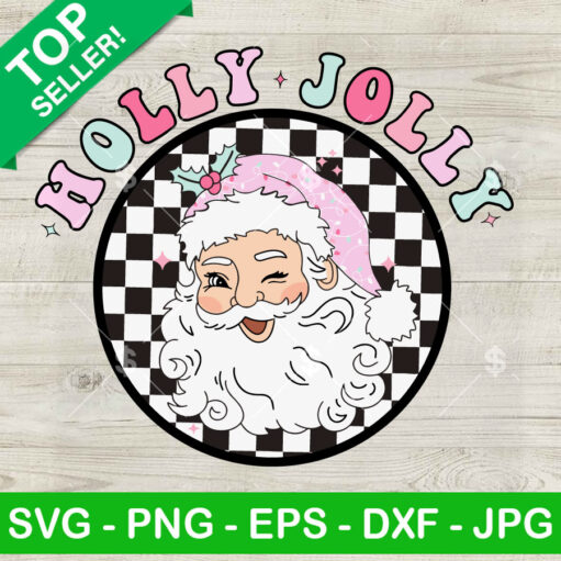 Holly Jolly Santa Retro Christmas Svg