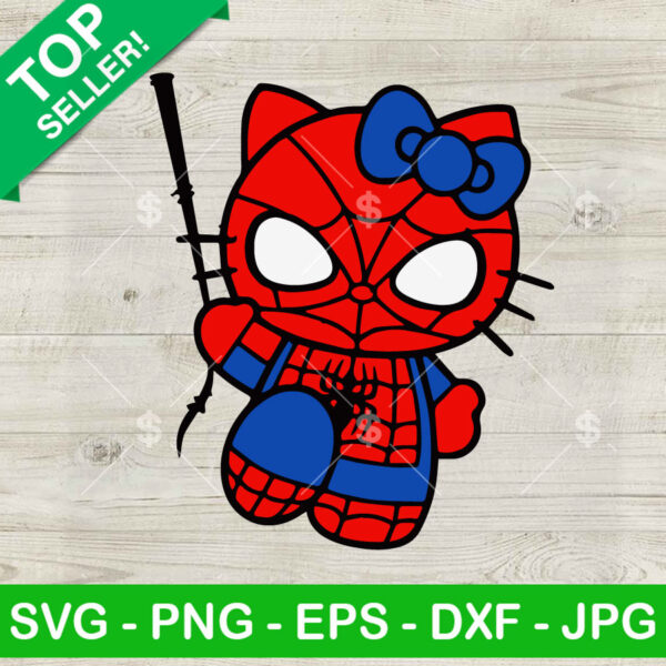 Hello Kitty Spiderman SVG, Spider Cat SVG, Superheroes SVG PNG DXF EPS