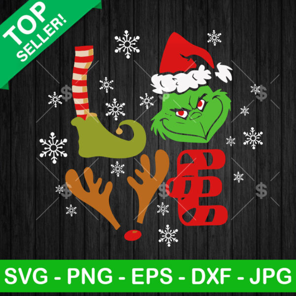 Grinch Reindeer Love Christmas SVG
