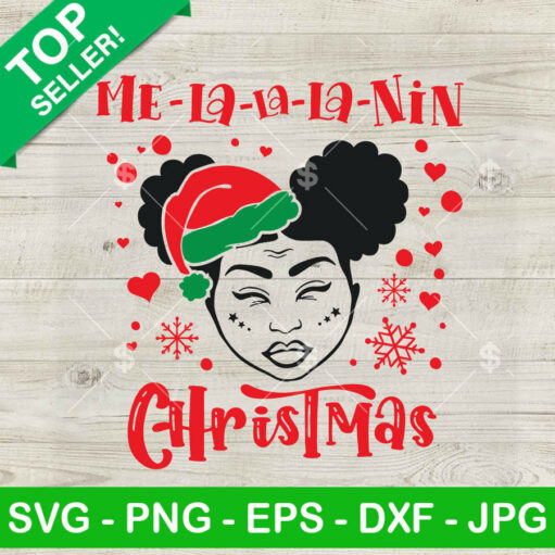 Cute Black Girl Melanin Christmas SVG