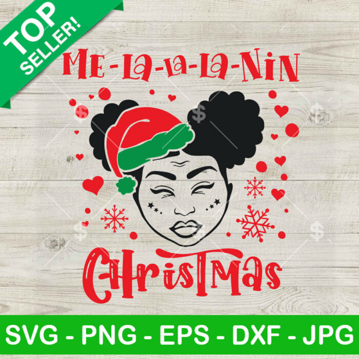 Cute Black Girl Melanin Christmas SVG