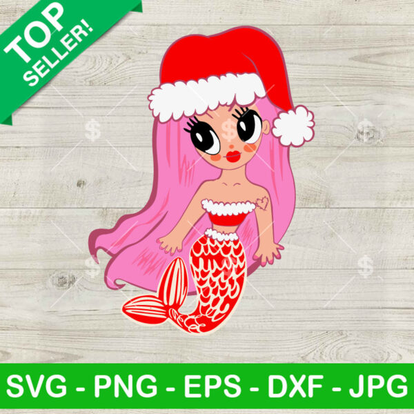 Karol G Mermaid With Santa Hat SVG