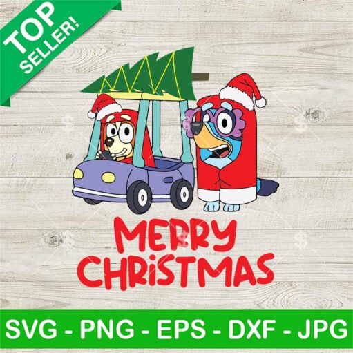 Bluey Family Merry Christmas Svg