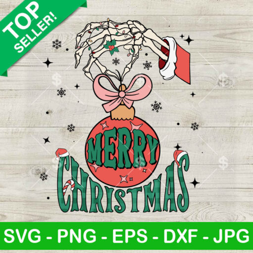 Skeleton Hand Holding Christmas Ornament Svg