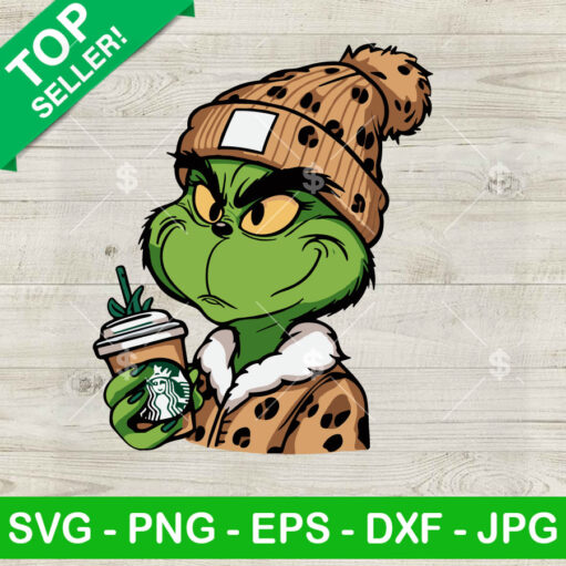 Boujee Grinch Leopard Starbucks Cup Svg