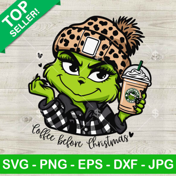 Baby Leopard Grinch Starbucks Cup SVG, Coffe Before Christmas SVG, Grinchmas Blend SVG PNG DXF EPS