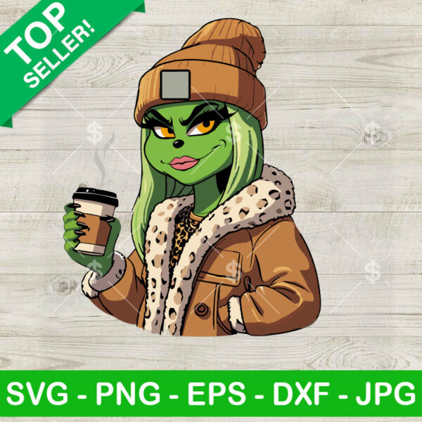 Boujee Grinch Leopard SVG, Mrs Grinch Leopard Starbucks Cup SVG, Boujee Grinch Christmas SVG, Grinch Christmas Leopard SVG DXF SVG PNG EPS