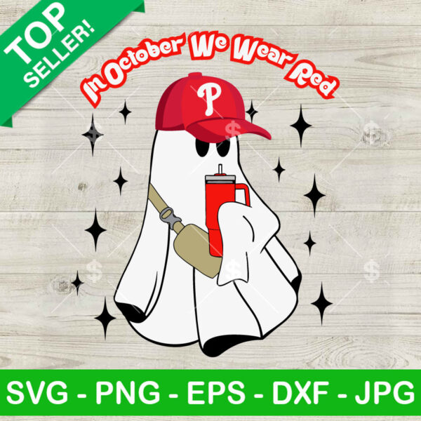 In October We Wear Red SVG, Lulu Red Bag SVG, Lulu Ghost Philadelphia Phillies P SVG