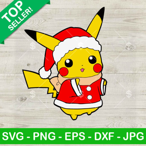 Pikachu Santa Claus Merry Christmas Svg