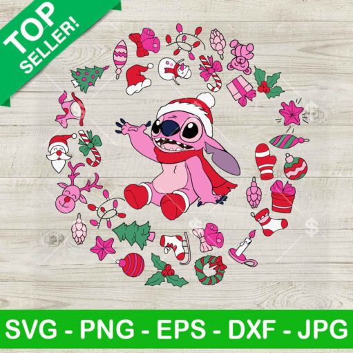 Pink Stitch Merry Christmas Svg