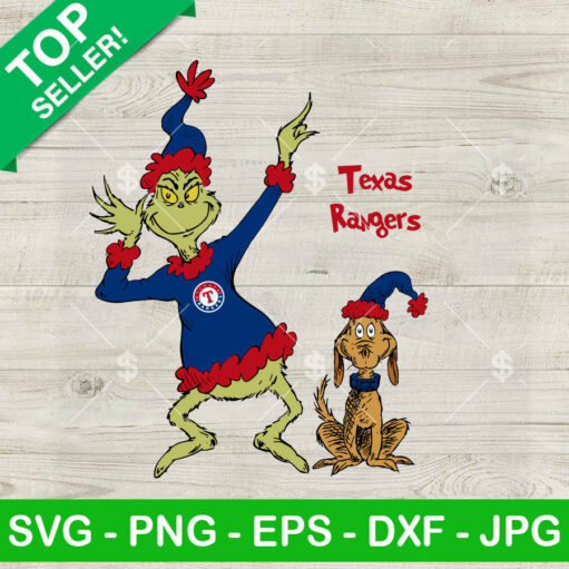 Grinch And Max Texas Rangers Svg