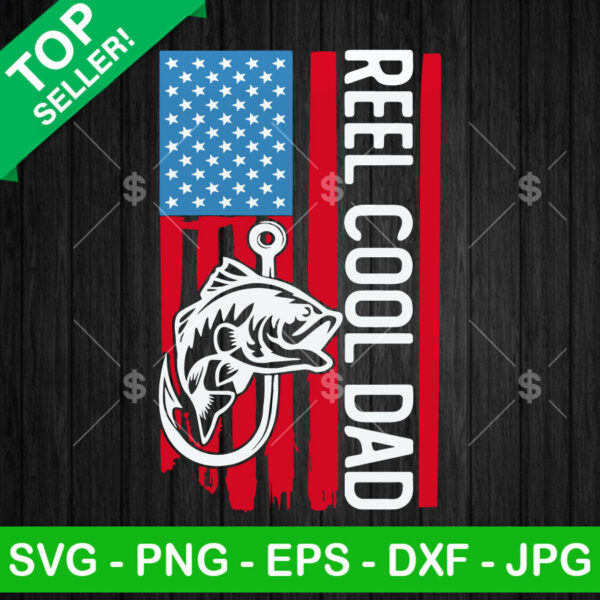 Reel Cool Dad American Flag SVG