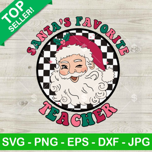 Retro Santa'S Favorite Teacher Svg