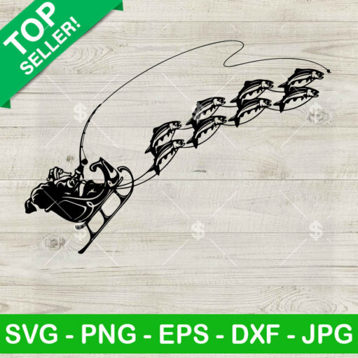 Santa Sleigh Fish SVG