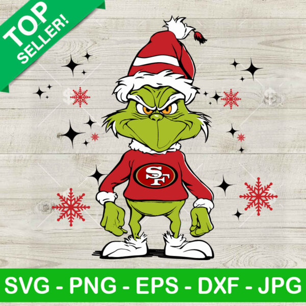 Santa Grinch San Francisco 49ers Logo SVG, Grinch NFL Christmas SVG, NFL Football Christmas SVG DXF SVG PNG EPS