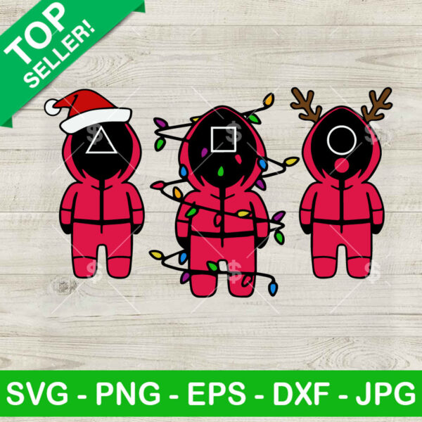 Squid Game Christmas Light SVG, Merry Squidmas SVG, Squid Game Santa Reindeer SVG PNG DXF EPS