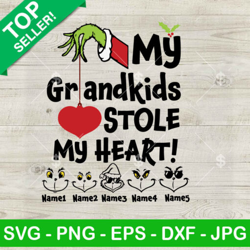 My Grandkids Stole My Heart Grinch Costume Name Svg Png