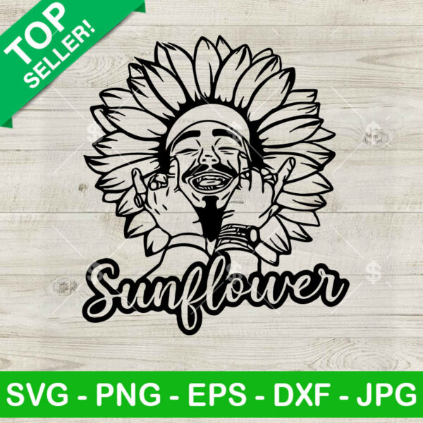 Post Malone Sunflower SVG, Funny Post Malone Face SVG, Rapper SVG PNG DXF EPS