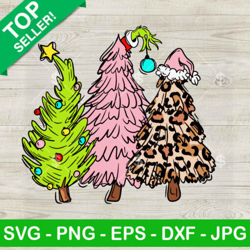 Grinch Leopard Pink Trees Svg