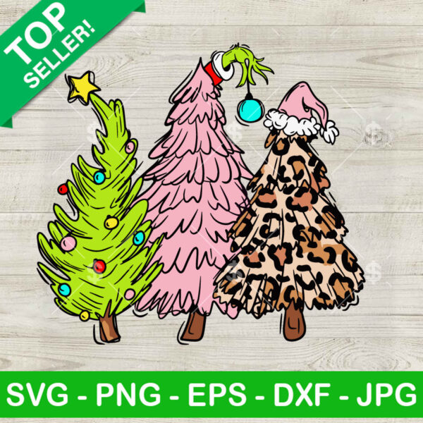 Grinch Leopard Pink Trees SVG