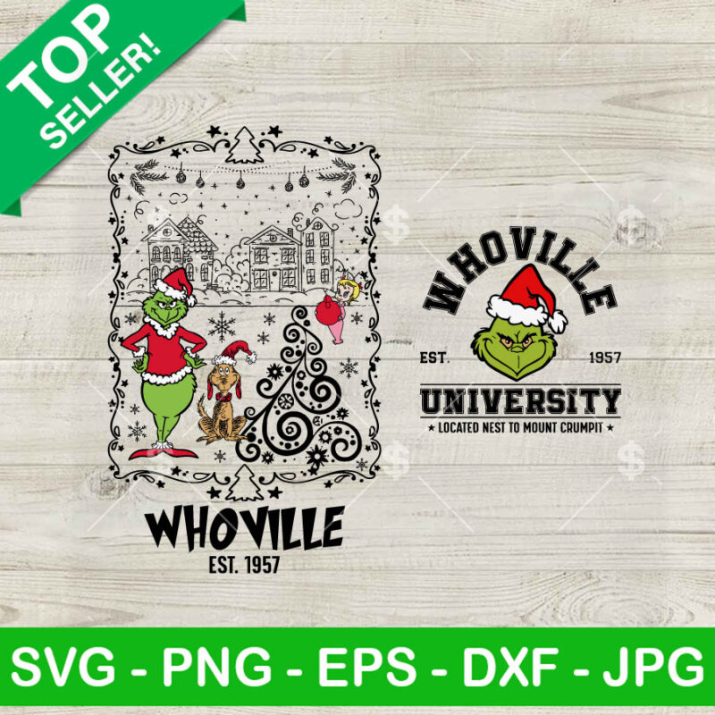 Christmas Grinch Whoville University SVG Bundle