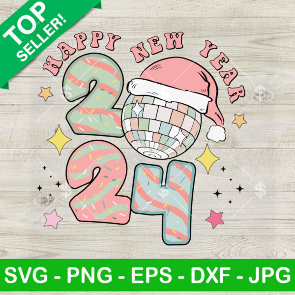 Happy New Year 2024 Disco Ball SVG