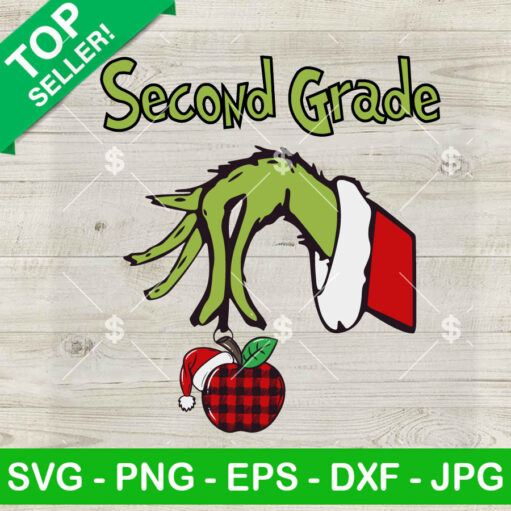 Second Grade Grinch Hand Holding Ornament SVG