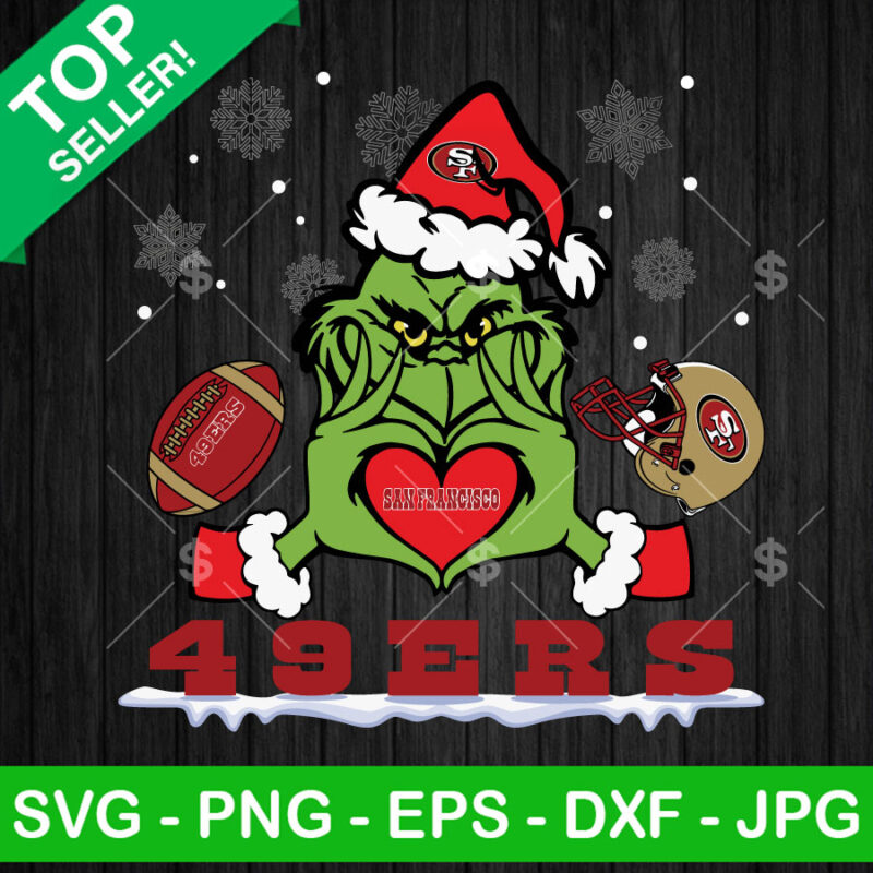 Christmas Grinch Love San Francisco 49er SVG, NFL Grinch Santa Claus SVG, San Francisco 49er Christmas SVG