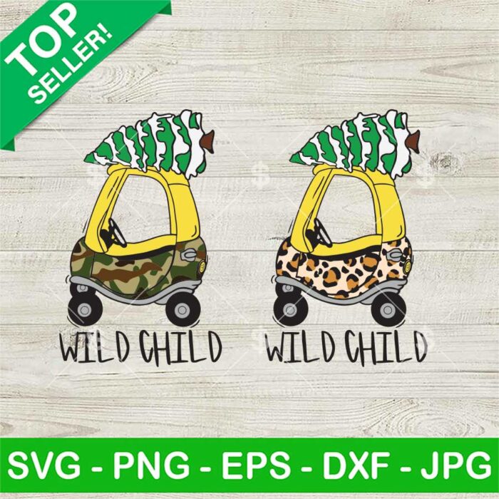 Cozy Coupe Christmas Wild Child SVG, Leopard Cozy Coupe Christmas Tree SVG, Merry Kidmas SVG PNG DXF EPS