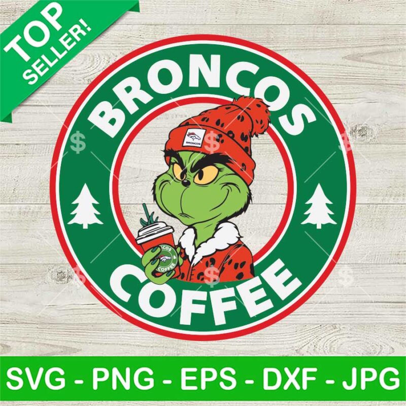 Leopard Boujee Grinch Broncos Coffee SVG, Denver Broncos Bougie Grinch SVG, Denver Broncos Starbucks Logo SVG, Grinch NFL Football SVG PNG