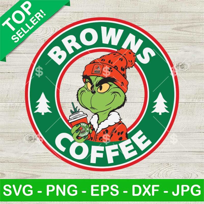 Leopard Boujee Grinch Cleveland Browns Coffee SVG, Cleveland Browns Grinch Christmas SVG, Cleveland Browns Starbucks Logo SVG