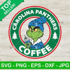 Bougie Grinch Carolina Panthers Coffee SVG, Carolina Panthers Starbucks Coffee SVG, Carolina Panthers Leopard Grinch SVG, Grinch NFL Team SVG PNG