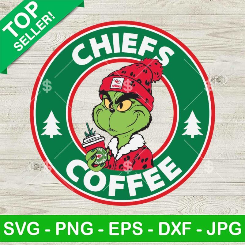 Leopard Grinch KC Chiefs Coffee SVG, Kansas City Chiefs Starbucks Coffee SVG, NFL Leopard Grinch SVG, Grinch NFL Team SVG PNG
