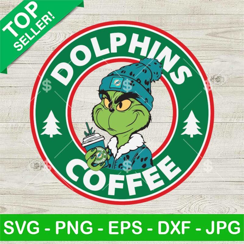 Leopard Grinch Miami Dolphins Coffee SVG, Miami Dolphins Starbucks Logo SVG, Miami Dolphins NFL Leopard Grinch SVG