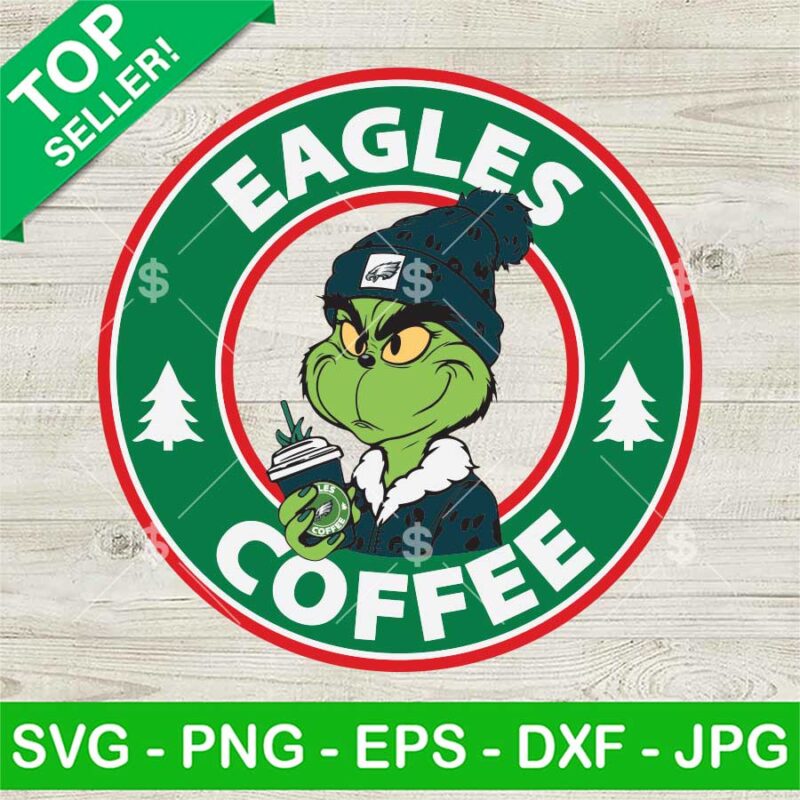 Leopard Grinch Philadelphia Eagles Starbucks Logo SVG, Eagles NFL Starbucks Logo SVG, Philadelphia Eagles NFL Leopard Grinch SVG, Grinch NFL Coffee SVG PNG DXF EPS Cricut