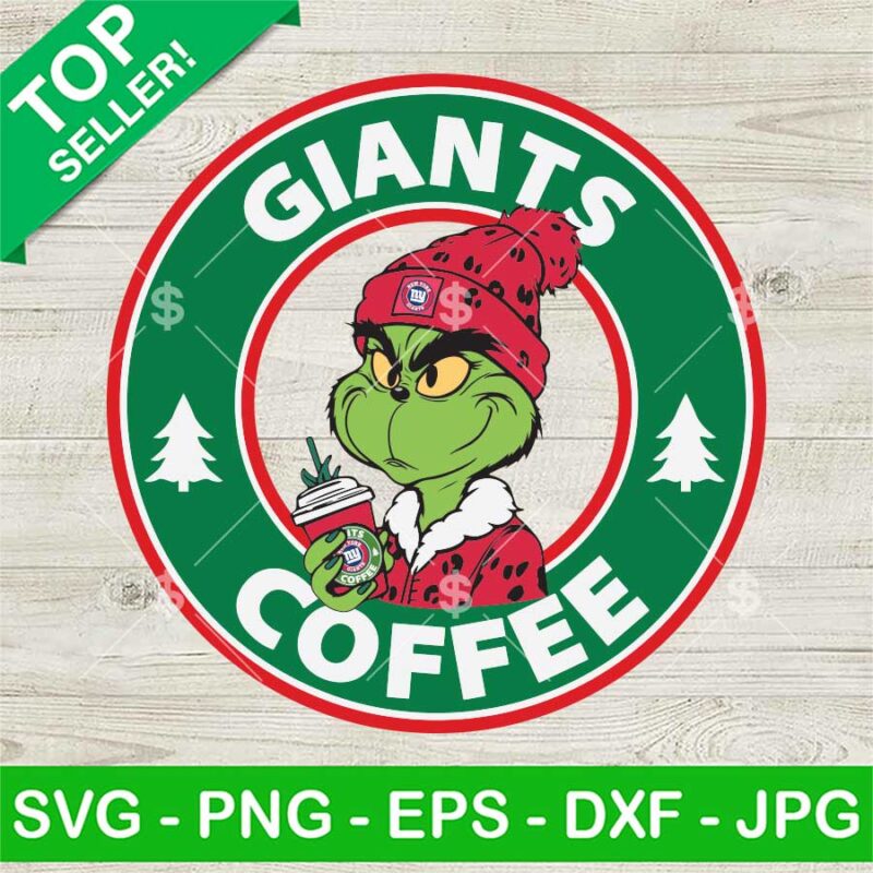 Grinch Bougie New York Giants NFL Starbucks Logo SVG, New York Giants Starbucks Logo SVG, Leopard Grinch NFL Coffee SVG PNG DXF EPS