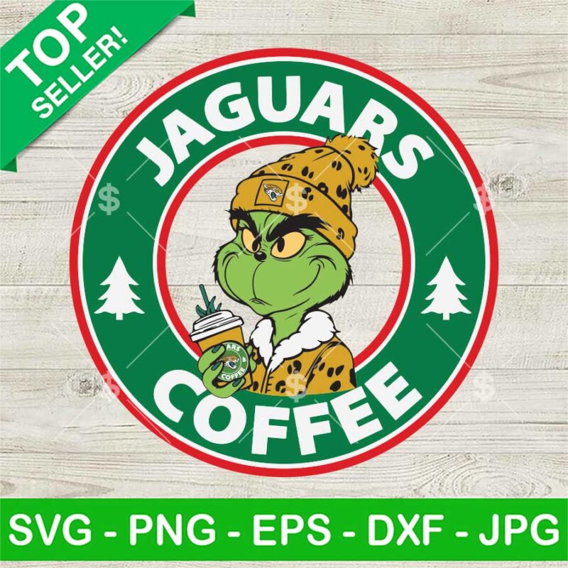Grinch Bougie Jacksonville Jaguars NFL Starbucks Logo SVG, Jacksonville Jaguars Starbucks Logo SVG, Leopard Grinch NFL Coffee SVG PNG DXF EPS