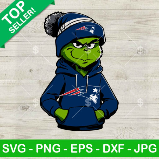 Grinch Wearing New England Patriots Hoodie Png