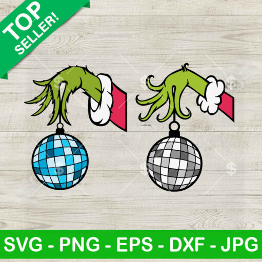 Grinch Hand Disco Ball New Year SVG