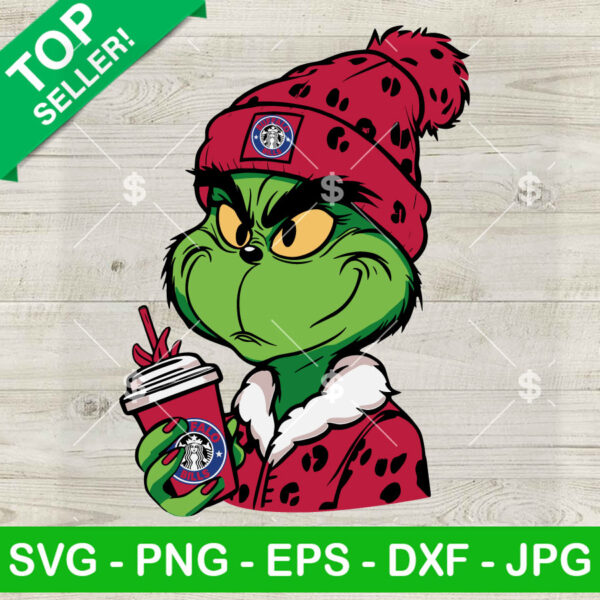 Boujee Grinch Buffalo Bills Starbucks Coffee SVG, Leopard Grinch NFL Team SVG, Grinch Coffee Logo SVG PNG