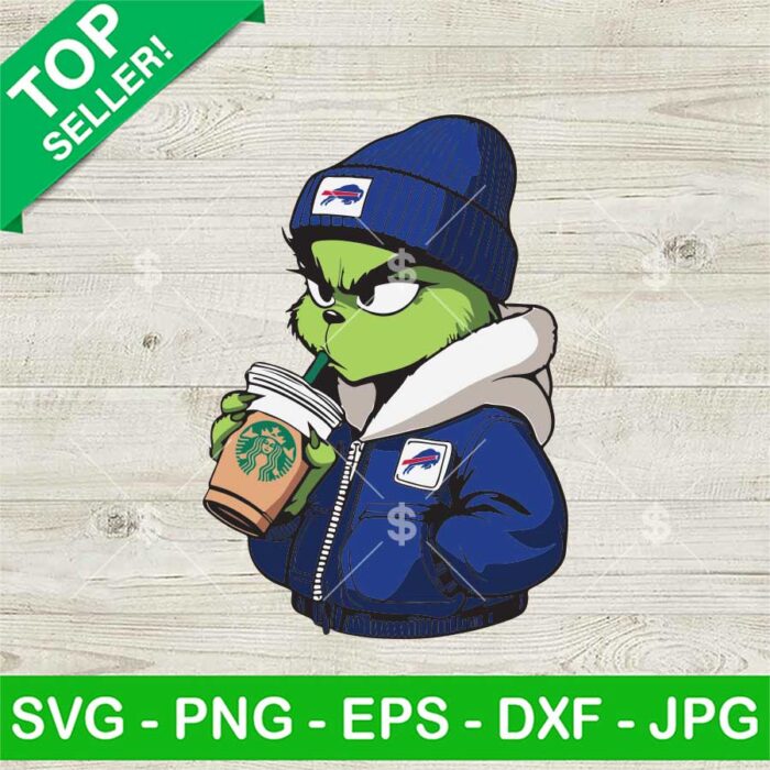 Grinch Jacket Buffalo Bills NFL Starbucks Cup SVG, Grinch NFL Drink Coffee SVG, Grinch Coffee Football Season SVG