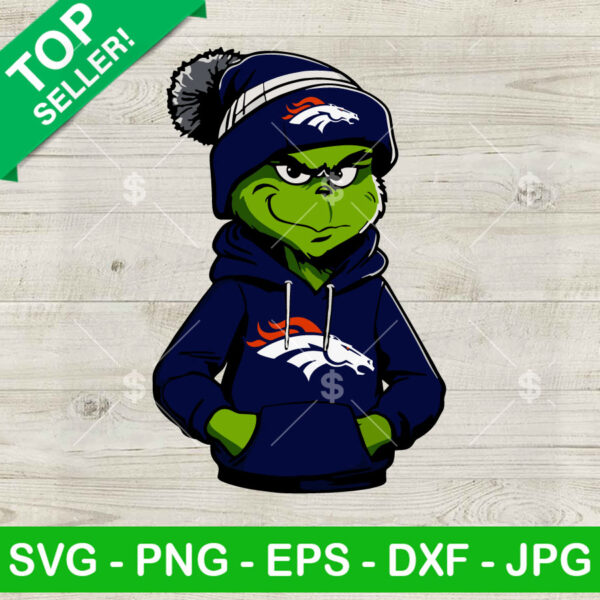 Grinch Wearing Denver Broncos Hoodie PNG, Grinch Denver Broncos NFL Sublimation transfer PNG, Denver Broncos Boy Grinch PNG