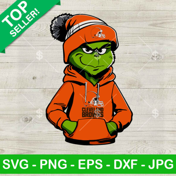 Grinch Wearing Cleveland Browns Hoodie PNG, Grinch Cleveland Browns NFL Sublimation transfer PNG, Cleveland Browns Boy Grinch PNG