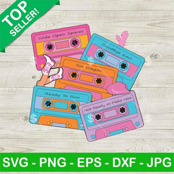 90s Country Cassette Tapes SVG, Country Music Cassette SVG, Retro And Western Country Cassette Tapes SVG Cut Files
