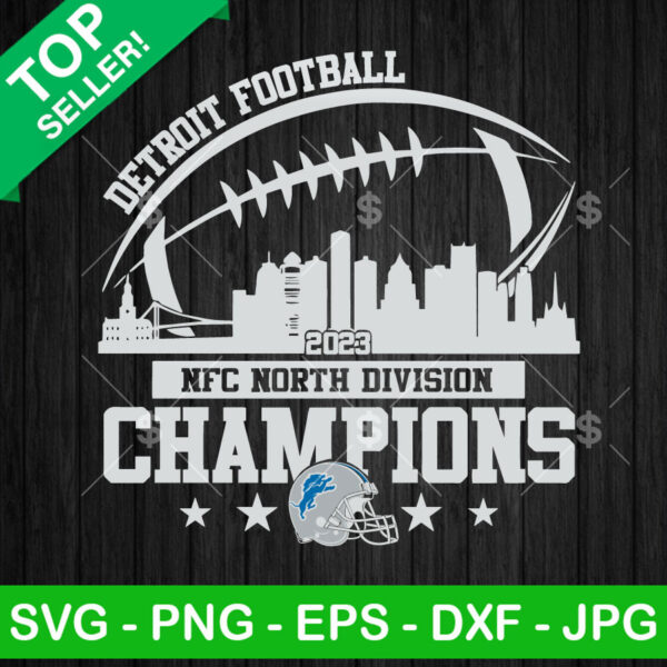 Detroit football NFC champions SVG, Detroit football 2023 SVG, Detroit NFL North Division SVG PNG