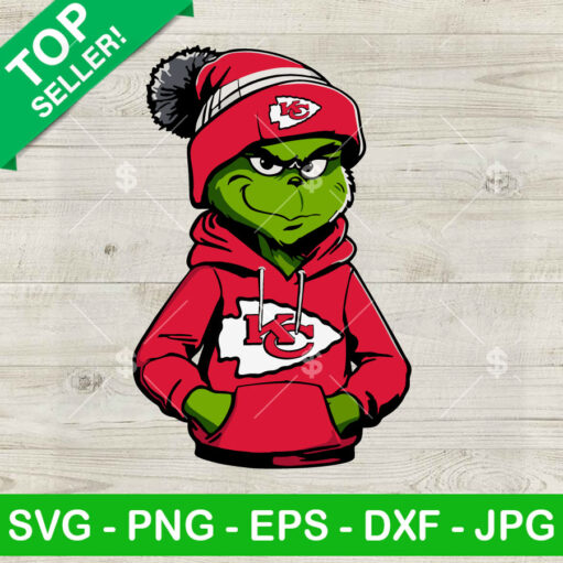 Grinch Wearing Kansas City Chiefs Hoodie Png